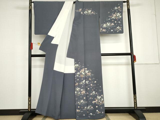 平和屋着物●訪問着 友禅 吹き寄せ花文 敷松葉 正絹 逸品 AABG2734cs