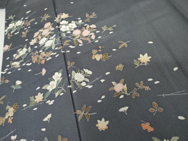 平和屋着物●訪問着 友禅 吹き寄せ花文 敷松葉 正絹 逸品 AABG2734cs