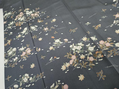 平和屋着物●訪問着 友禅 吹き寄せ花文 敷松葉 正絹 逸品 AABG2734cs