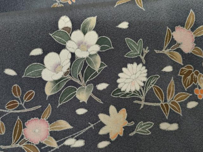 平和屋着物●訪問着 友禅 吹き寄せ花文 敷松葉 正絹 逸品 AABG2734cs