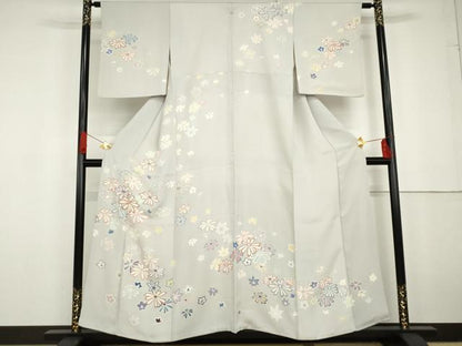 平和屋着物●訪問着 友禅 駒刺繍 舞花文 金彩 正絹 逸品 AABG2742cs