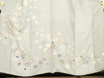 平和屋着物●訪問着 友禅 駒刺繍 舞花文 金彩 正絹 逸品 AABG2742cs