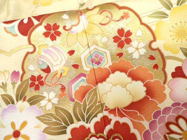 平和屋着物●訪問着 吉祥雪輪草花文 金彩 正絹 逸品 AABG2746cs