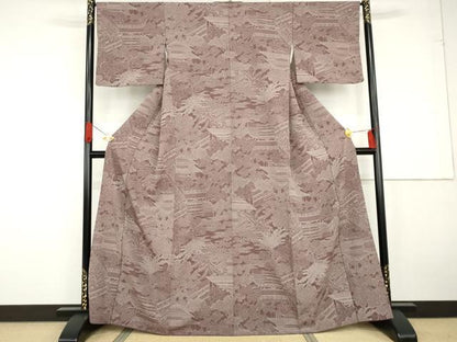 平和屋着物●洗える最高級着物 ＜英＞はなぶさ謹製 小紋 風景文 鬼しぼ縮緬 AABG2751cs