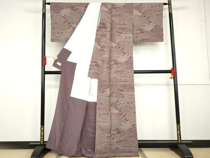 平和屋着物●洗える最高級着物 ＜英＞はなぶさ謹製 小紋 風景文 鬼しぼ縮緬 AABG2751cs
