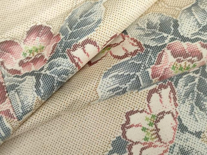 平和屋着物●本場大島紬 白大島 カタス7マルキ 総絣 草花文 正絹 逸品 AABG2752cs