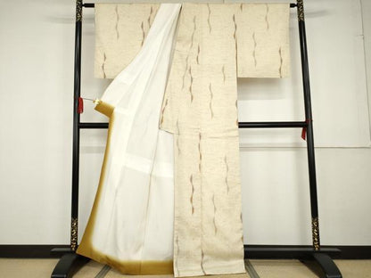平和屋着物●ぜんまい紬 幾何学文様 正絹 逸品 AABG2756cs