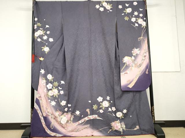 平和屋着物●豪華振袖 駒刺繍 花簪 暈し染め 金彩 正絹 逸品 AABG2763cs