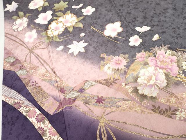 平和屋着物●豪華振袖 駒刺繍 花簪 暈し染め 金彩 正絹 逸品 AABG2763cs
