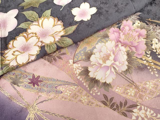 平和屋着物●豪華振袖 駒刺繍 花簪 暈し染め 金彩 正絹 逸品 AABG2763cs