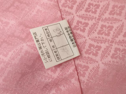 平和屋着物●男性 色紋付・羽織セット 花菱地紋 色無地 桃色 キングサイズ 洗える着物 AABG2766cs
