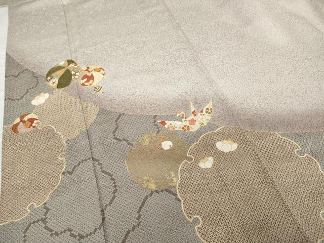 平和屋着物●訪問着 駒刺繍 雪輪玩具文 暈し染め 金彩 正絹 逸品 AABG2771cs