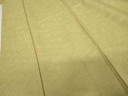 平和屋着物●上質な色無地 葉尽くし地紋 枯草色 正絹 逸品 未使用 AABG2773cs