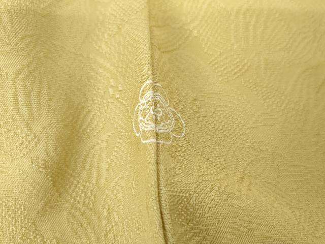 平和屋着物●上質な色無地 葉尽くし地紋 枯草色 正絹 逸品 未使用 AABG2773cs