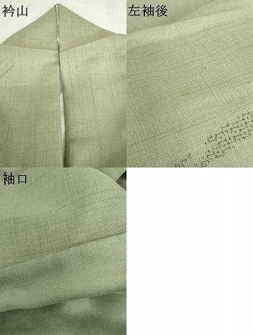 平和屋着物●結城紬 80亀甲 飛び亀甲 よろけ縞 柳鼠色 正絹 逸品 AABG2774cs