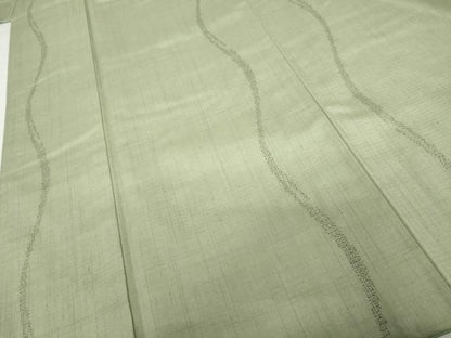 平和屋着物●結城紬 80亀甲 飛び亀甲 よろけ縞 柳鼠色 正絹 逸品 AABG2774cs