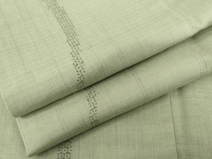 平和屋着物●結城紬 80亀甲 飛び亀甲 よろけ縞 柳鼠色 正絹 逸品 AABG2774cs