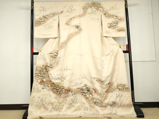 平和屋着物●訪問着　駒刺繍　茶屋辻　暈し染め　金彩　さが美扱い　ロング丈　正絹　逸品　未使用　AABG2775cs