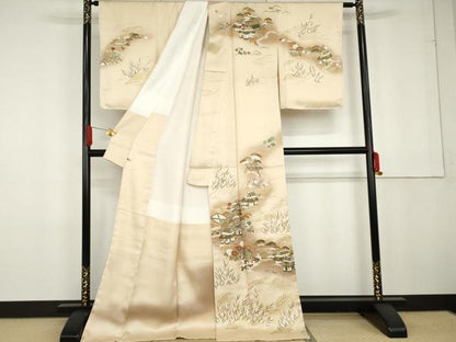 平和屋着物●訪問着　駒刺繍　茶屋辻　暈し染め　金彩　さが美扱い　ロング丈　正絹　逸品　未使用　AABG2775cs