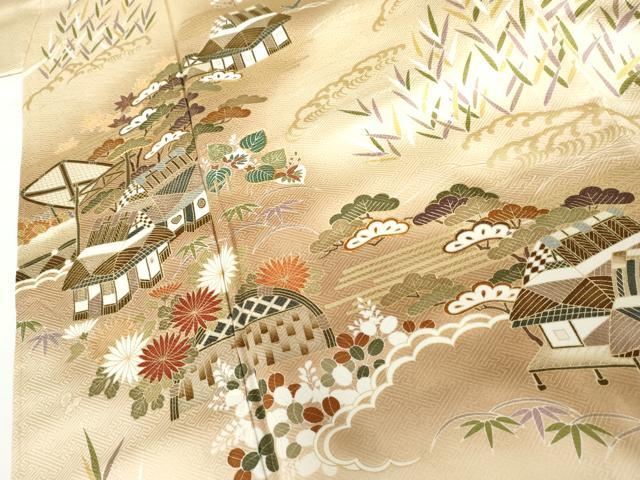 平和屋着物●訪問着　駒刺繍　茶屋辻　暈し染め　金彩　さが美扱い　ロング丈　正絹　逸品　未使用　AABG2775cs