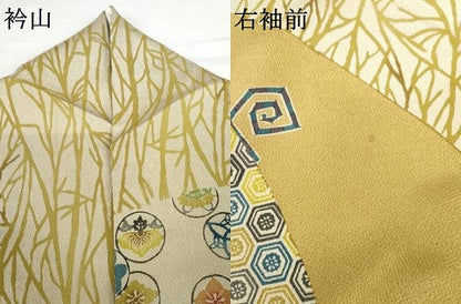 平和屋着物●江戸紅型 五味桂子 訪問着 型染め 吉祥花丸文 鬼しぼ縮緬 正絹 逸品 AABG2780cs