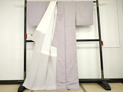 平和屋着物●結城紬　縞　正絹　逸品　AABG2781cs