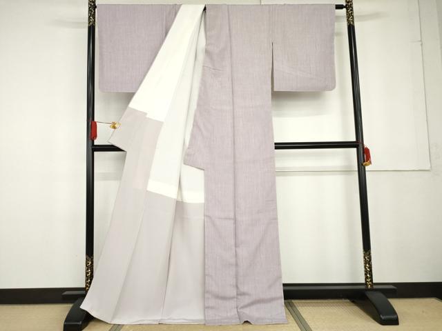 平和屋着物●結城紬　縞　正絹　逸品　AABG2781cs