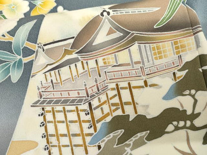 平和屋着物●訪問着 友禅 風景枝花文 暈し染め 正絹 逸品 AABG2785cs