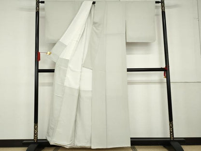 平和屋着物●上質な色無地 紋意匠 白緑色 正絹 逸品 未使用 AABG2791cs