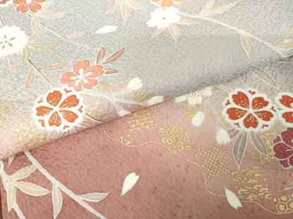 平和屋着物●訪問着 友禅 枝垂れ桜文 暈し染め 金彩 正絹 逸品 AABG2792cs