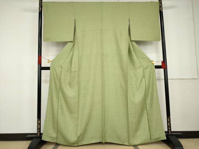 平和屋着物●上質な色無地 鳳凰吉祥花地紋 苗色 やまと誂製 正絹 逸品 AABG2793cs