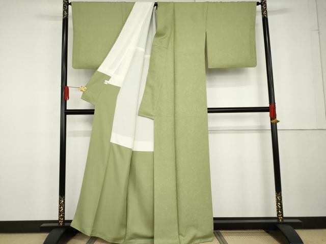 平和屋着物●上質な色無地 鳳凰吉祥花地紋 苗色 やまと誂製 正絹 逸品 AABG2793cs