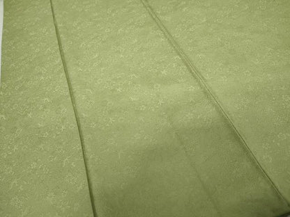 平和屋着物●上質な色無地 鳳凰吉祥花地紋 苗色 やまと誂製 正絹 逸品 AABG2793cs