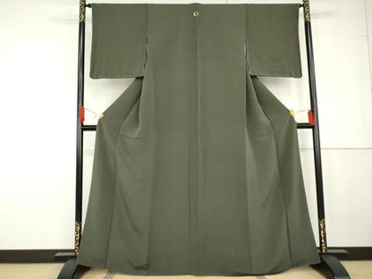 平和屋着物●上質な色無地 青鈍色 鬼しぼ縮緬 正絹 逸品 AABG2795cs