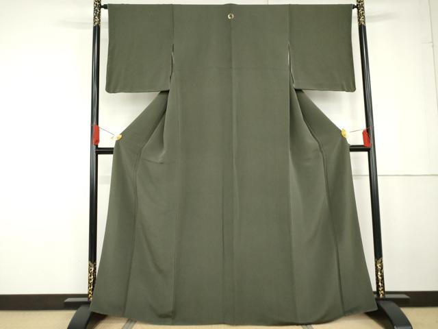 平和屋着物●上質な色無地 青鈍色 鬼しぼ縮緬 正絹 逸品 AABG2795cs