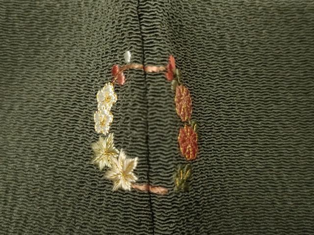 平和屋着物●上質な色無地 青鈍色 鬼しぼ縮緬 正絹 逸品 AABG2795cs