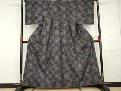 平和屋着物●本場大島紬 カタス9マルキ 雪輪正倉院花文 正絹 逸品 未使用 AABG2796cs