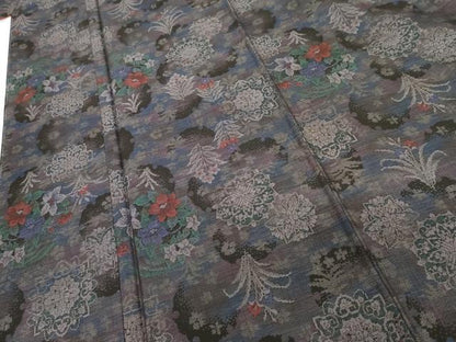 平和屋着物●本場大島紬 カタス9マルキ 雪輪正倉院花文 正絹 逸品 未使用 AABG2796cs