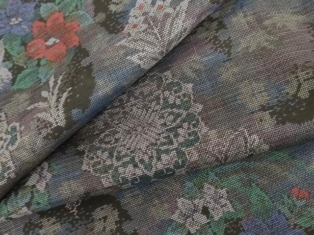 平和屋着物●本場大島紬 カタス9マルキ 雪輪正倉院花文 正絹 逸品 未使用 AABG2796cs