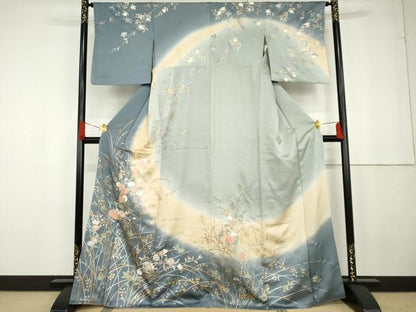 平和屋着物●訪問着 枝花文 暈し染め 金銀彩 暈し染め 正絹 逸品 AABG2797cs