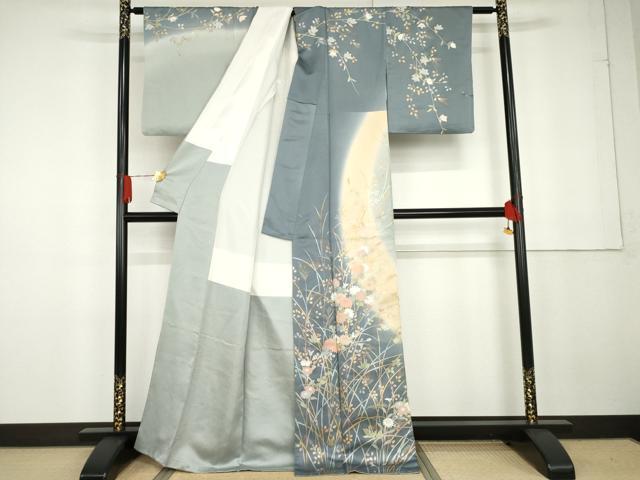 平和屋着物●訪問着 枝花文 暈し染め 金銀彩 暈し染め 正絹 逸品 AABG2797cs