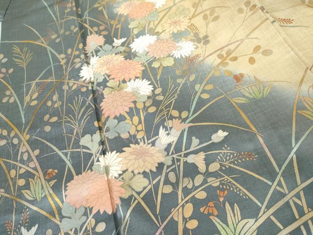 平和屋着物●訪問着 枝花文 暈し染め 金銀彩 暈し染め 正絹 逸品 AABG2797cs