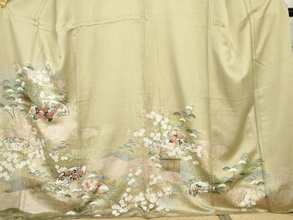平和屋着物●訪問着 地紙風景花文 金銀彩 正絹 逸品 AABG2798cs