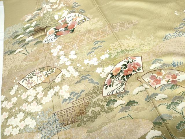 平和屋着物●訪問着 地紙風景花文 金銀彩 正絹 逸品 AABG2798cs