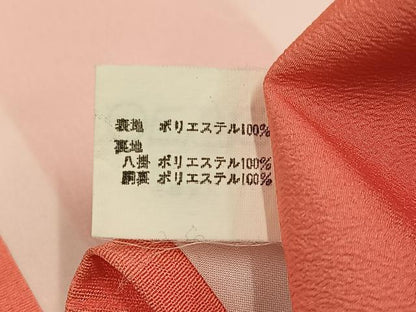 平和屋着物▼小振袖　二尺袖　流水地紋　甚三紅色　洗える着物　AABG2807ph