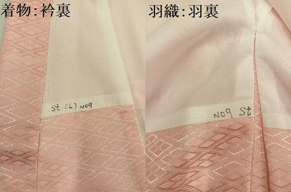 平和屋着物●男性　色紋付・羽織セット　菱地紋　色無地　虹色　正絹　逸品　AABG2808ph