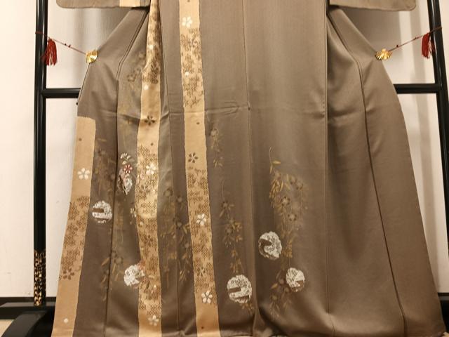 平和屋着物●訪問着　刺繍　雪輪枝花文　金彩　正絹　逸品　未使用　AABG2816ph