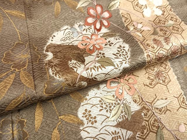 平和屋着物●訪問着　刺繍　雪輪枝花文　金彩　正絹　逸品　未使用　AABG2816ph