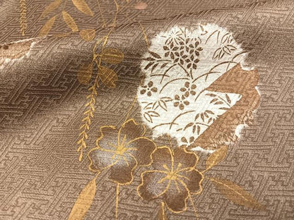 平和屋着物●訪問着　刺繍　雪輪枝花文　金彩　正絹　逸品　未使用　AABG2816ph