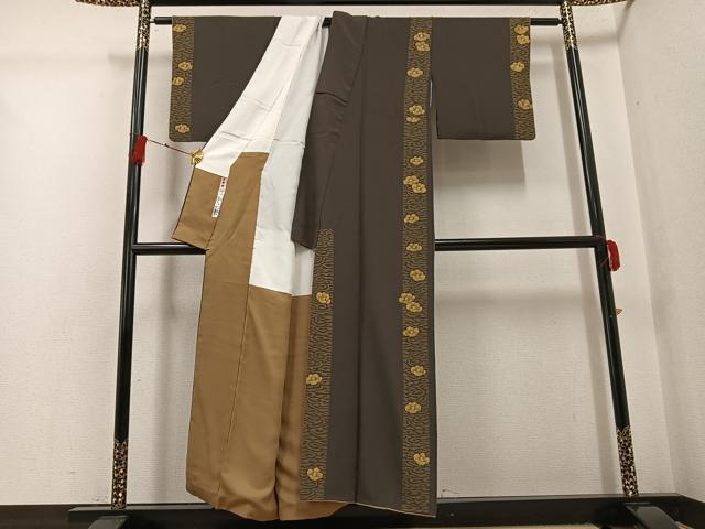 平和屋着物●東京友禅　菅有鬼一　訪問着　花間道　正絹　逸品　AABG2819ph